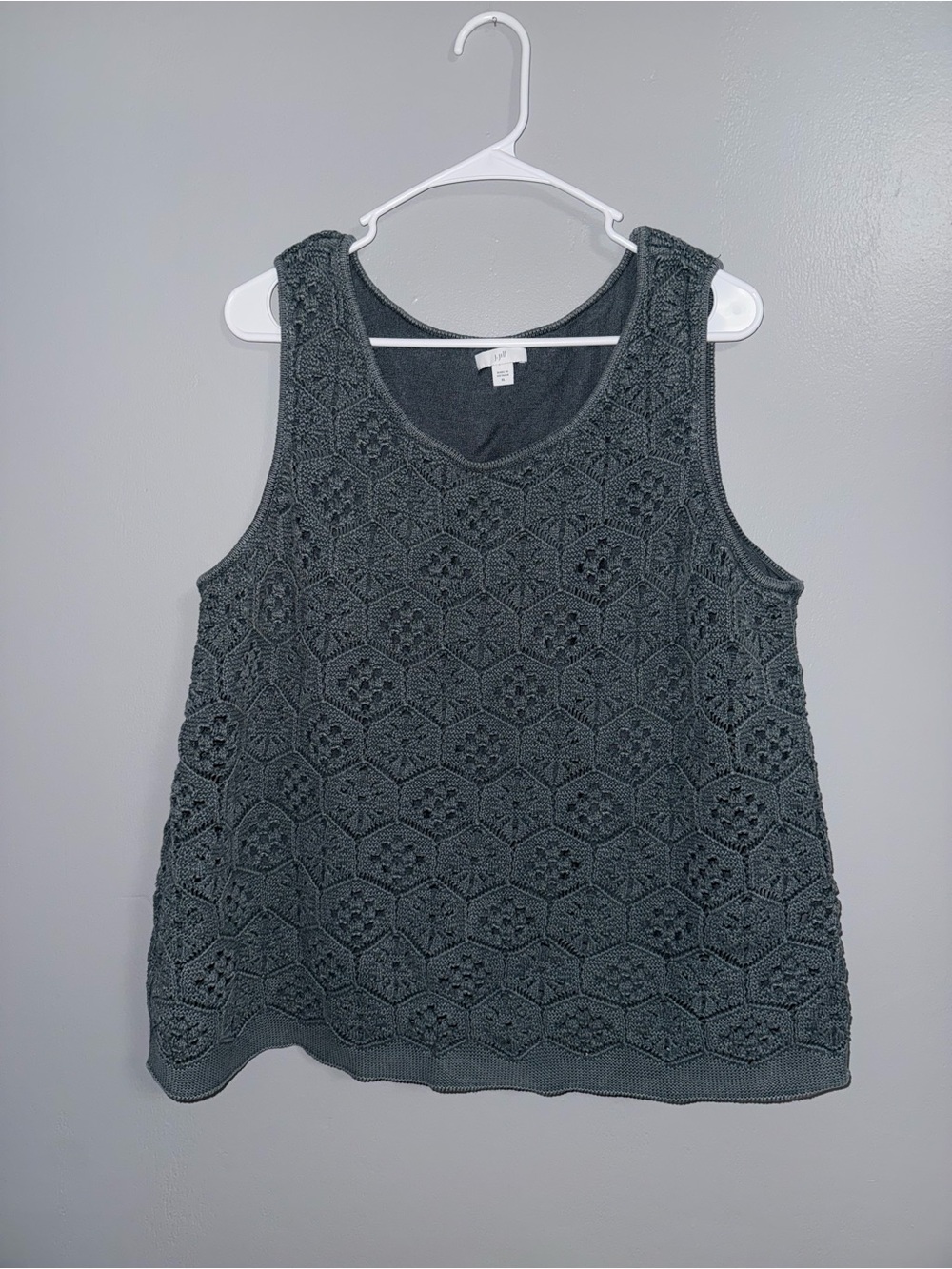 J. Jill Dark Gray Crochet Overlay Tank